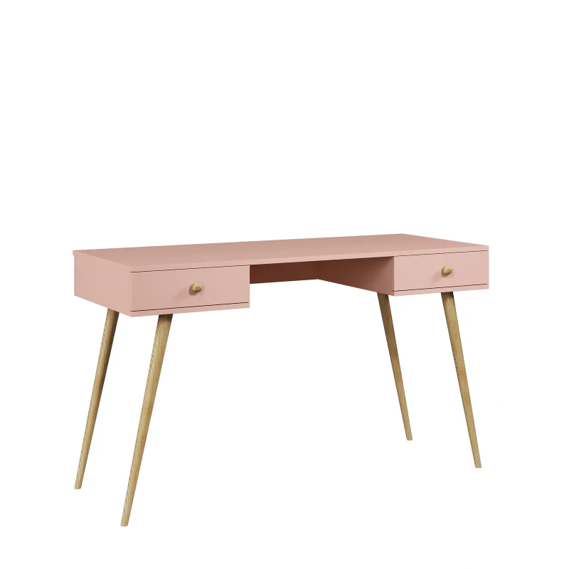 Kinderschreibtisch mit Schubladen NILSA - rosa/braun