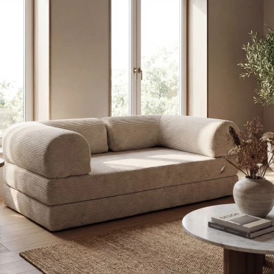 AUROLIA Dreisitzer-Schlafsofa – Cremeweiß