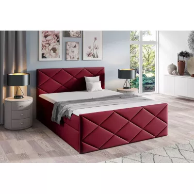 Bett mit Matratze und Lattenrost HALKA - 200x220, rot 2 + Topper GRATIS