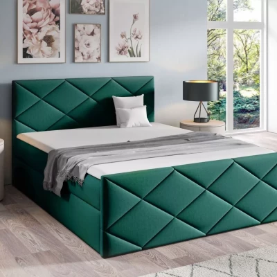 Bett mit Matratze und Lattenrost HALKA - 200x220, grün 2 + Topper GRATIS