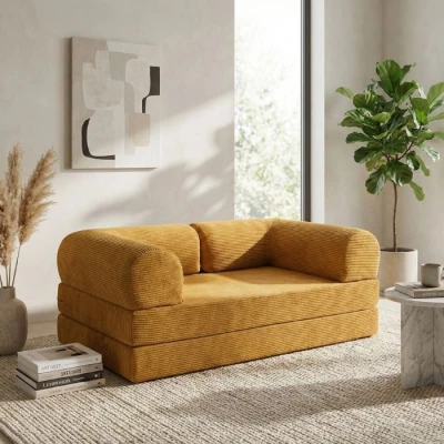 AUROLIA Dreisitzer-Schlafsofa - Senfgelb