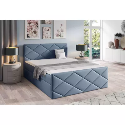 Bett mit Matratze und Lattenrost HALKA – 200 x 220 cm, grau-blau, 1 Matratzenauflage gratis