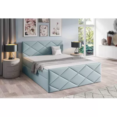 Bett mit Matratze und Lattenrost HALKA – 200 x 220 cm, hellblau + GRATIS Matratzenauflage
