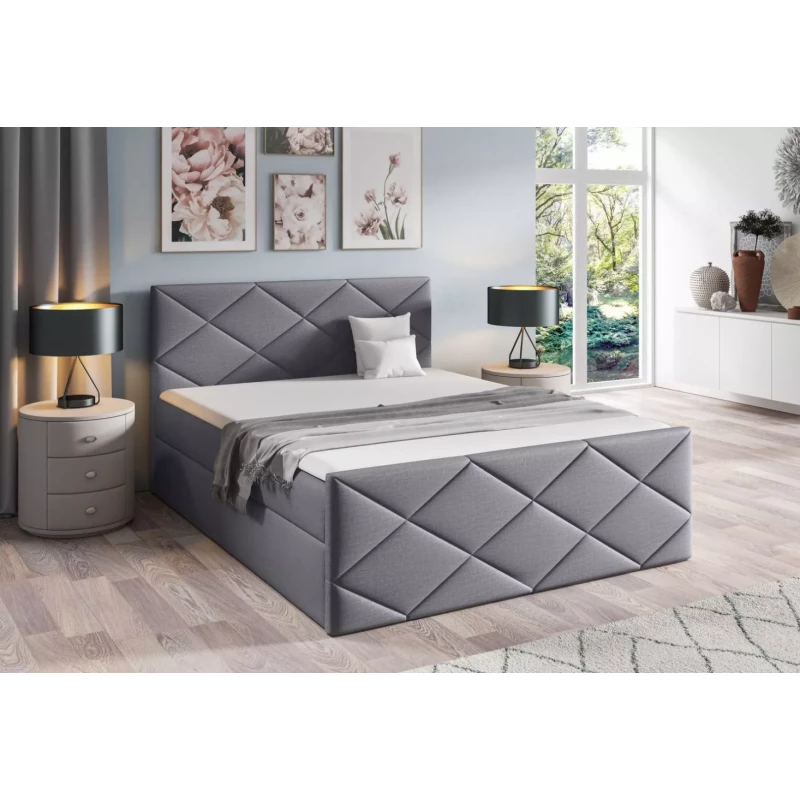 Bett mit Matratze und Lattenrost HALKA – 200 x 220 cm, grau 1 + GRATIS Matratzenauflage