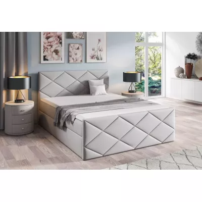Bett mit Matratze und Lattenrost HALKA - 200x220, hellgrau 1 + Topper GRATIS