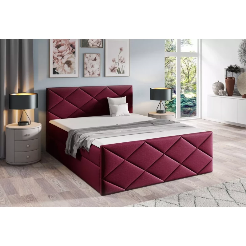 Bett mit Matratze und Lattenrost HALKA - 200x220, rot 1 + Topper GRATIS