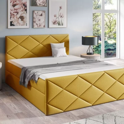 Bett mit Matratze und Lattenrost HALKA – 200 x 220 cm, gelb 1 + GRATIS Matratzenauflage