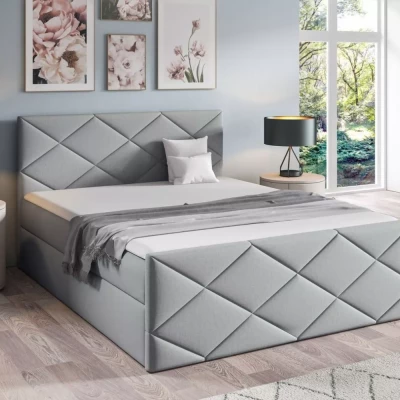 Bett mit Matratze und Lattenrost HALKA – 180 x 220 cm, hellgrau 2 + Topper GRATIS