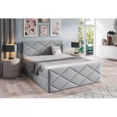 Bett mit Matratze und Lattenrost HALKA – 180 x 220 cm, hellgrau 2 + Topper GRATIS