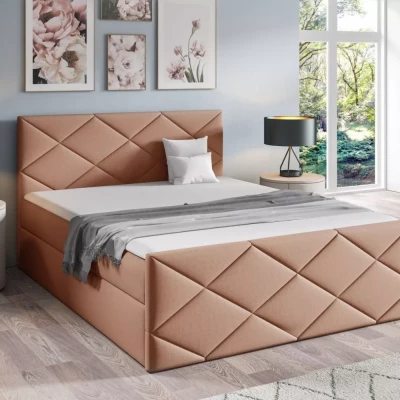 Bett mit Matratze und Lattenrost HALKA – 180 x 220 cm, Lachs + GRATIS Matratzenauflage