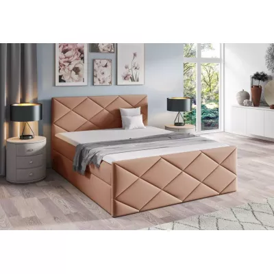 Bett mit Matratze und Lattenrost HALKA – 180 x 220 cm, Lachs + GRATIS Matratzenauflage
