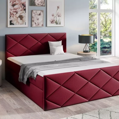 Bett mit Matratze und Lattenrost HALKA - 180x220, rot 2 + Topper GRATIS