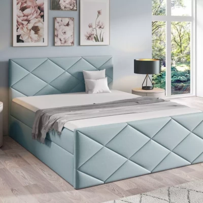 Bett mit Matratze und Lattenrost HALKA – 180 x 220 cm, hellblau + GRATIS Matratzenauflage