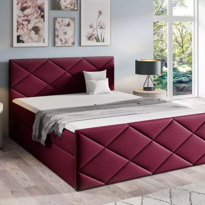 Bett mit Matratze und Lattenrost HALKA - 180x220, rot 1 + Topper GRATIS