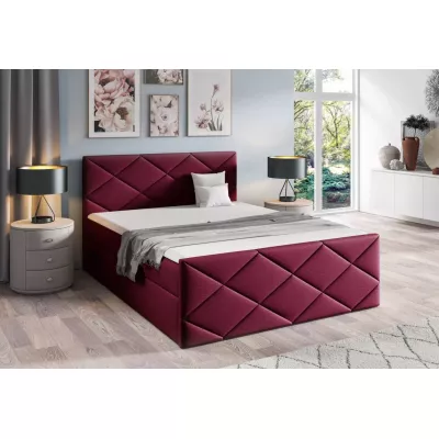 Bett mit Matratze und Lattenrost HALKA - 180x220, rot 1 + Topper GRATIS