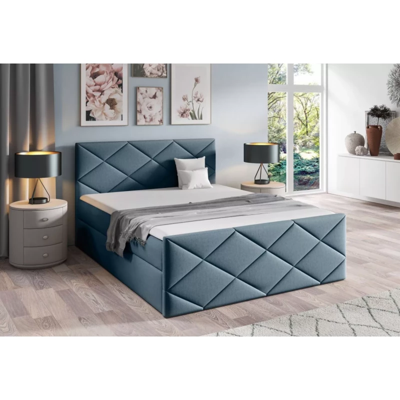Bett mit Matratze und Lattenrost HALKA - 120x220, blau 2 + Topper GRATIS