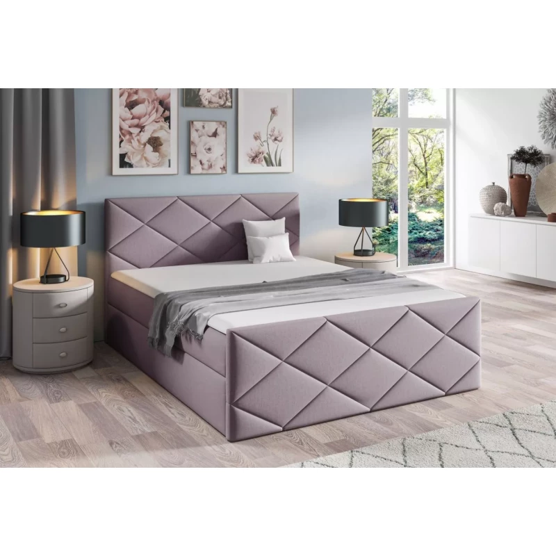 Bett mit Matratze und Lattenrost HALKA - 120x220, lila 2 + Topper GRATIS