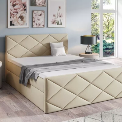 Bett mit Matratze und Lattenrost HALKA - 120x220, beige 2 + Topper GRATIS