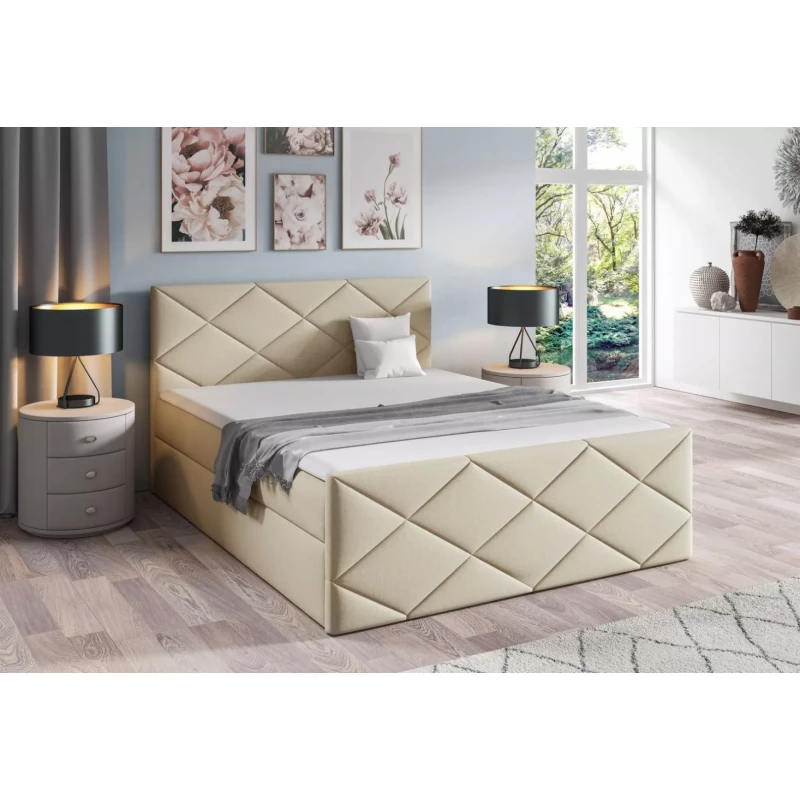 Bett mit Matratze und Lattenrost HALKA - 120x220, beige 2 + Topper GRATIS