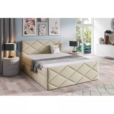 Bett mit Matratze und Lattenrost HALKA - 120x220, beige 2 + Topper GRATIS