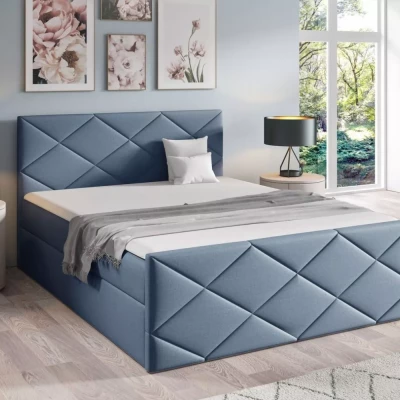 Bett mit Matratze und Lattenrost HALKA - 120x220, grau-blau 1 + Topper GRATIS