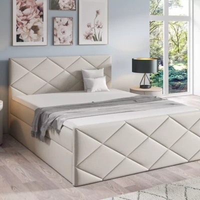 Bett mit Matratze und Lattenrost HALKA - 120x220, beige 1 + Topper GRATIS
