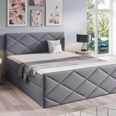 Bett mit Matratze und Lattenrost HALKA – 120 x 220 cm, grau, 1 Matratzenauflage + GRATIS Topper