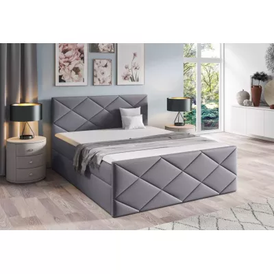 Bett mit Matratze und Lattenrost HALKA – 120 x 220 cm, grau, 1 Matratzenauflage + GRATIS Topper