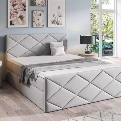 Bett mit Matratze und Lattenrost HALKA – 120 x 220 cm, hellgrau + GRATIS Matratzenauflage
