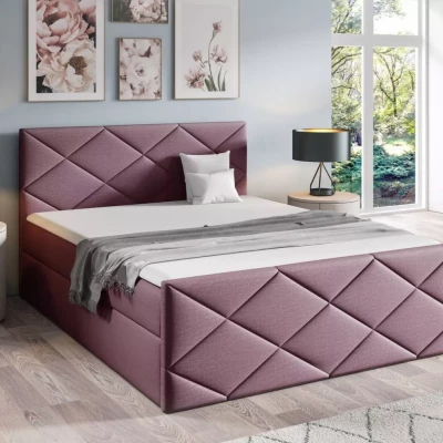 Bett mit Matratze und Lattenrost HALKA – 120 x 220 cm, lila 1 + GRATIS Matratzenauflage