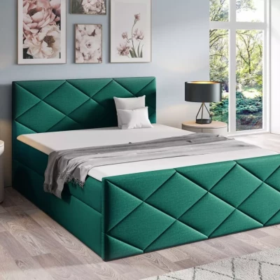 Bett mit Matratze und Lattenrost HALKA – 120 x 220 cm, grün 1 + GRATIS Matratzenauflage
