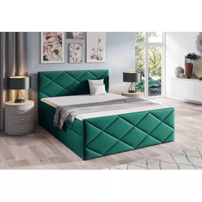 Bett mit Matratze und Lattenrost HALKA – 120 x 220 cm, grün 1 + GRATIS Matratzenauflage