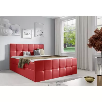 Einzelbett CHLOE – 120 x 220 cm, rotes Öko-Leder + GRATIS Matratzenauflage