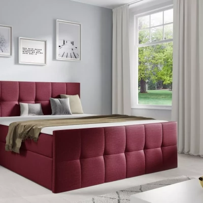 Einzelbett CHLOE – 120 x 220 cm, bordeauxrot + GRATIS Matratzenauflage