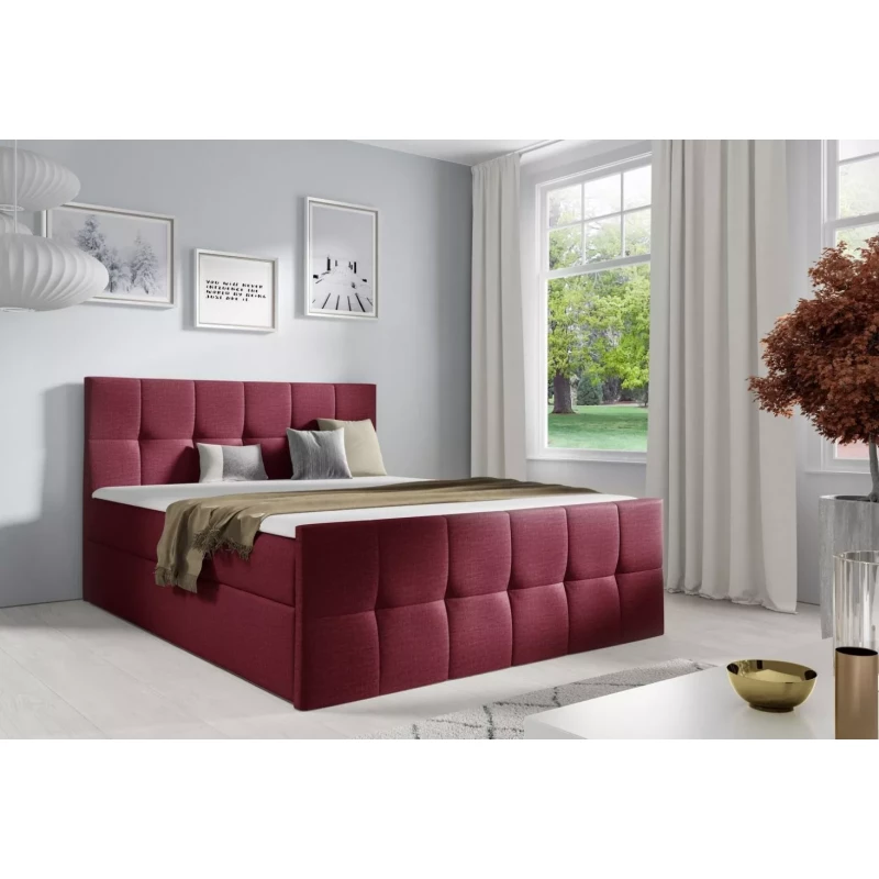Einzelbett CHLOE – 120 x 220 cm, bordeauxrot + GRATIS Matratzenauflage