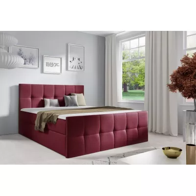 Einzelbett CHLOE – 120 x 220 cm, bordeauxrot + GRATIS Matratzenauflage