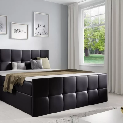 Einzelbett CHLOE – 120 x 220 cm, schwarzes Öko-Leder + GRATIS Matratzenauflage