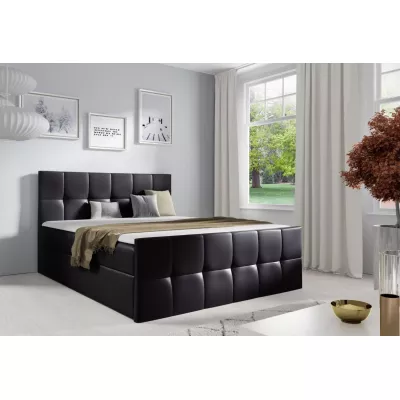 Einzelbett CHLOE – 120 x 220 cm, schwarzes Öko-Leder + GRATIS Matratzenauflage