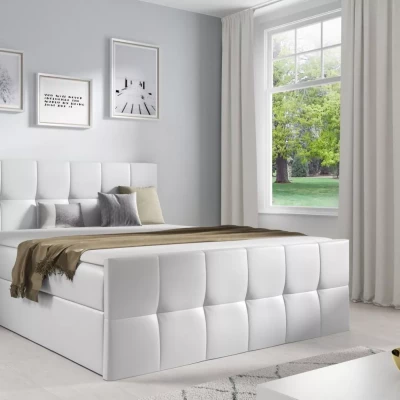 Einzelbett CHLOE – 120 x 220 cm, weißes Öko-Leder + GRATIS Matratzenauflage