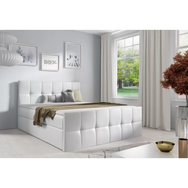 Einzelbett CHLOE – 120 x 220 cm, weißes Öko-Leder + GRATIS Matratzenauflage