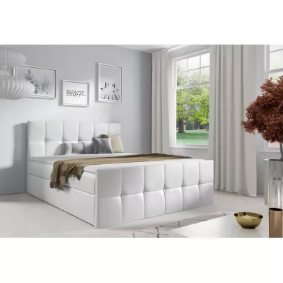 Einzelbett CHLOE – 120 x 220 cm, weißes Öko-Leder + GRATIS Matratzenauflage