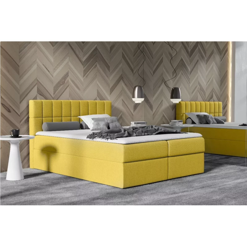 Doppelbett mit Polsterung 200x220 cm KATE - gelb + GRATIS Matratzenauflage