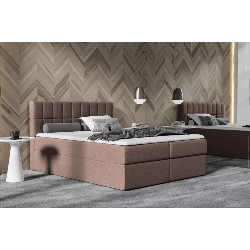 Doppelbett mit Polsterung 200x220 cm KATE - braun + GRATIS Matratzenauflage