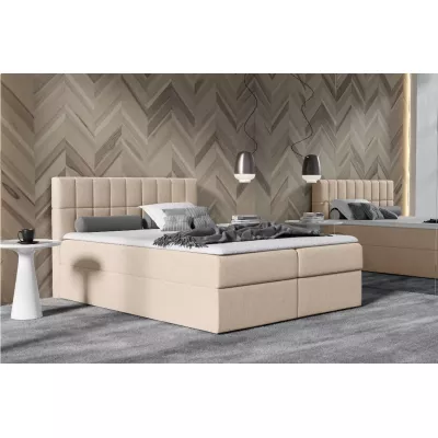 Doppelbett mit Polsterung 180x220 cm KATE - Beige + GRATIS Matratzenauflage