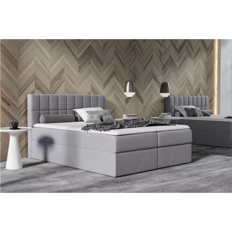 Einzelbett mit Polsterung 120x220 cm KATE - grau + GRATIS Matratzenauflage