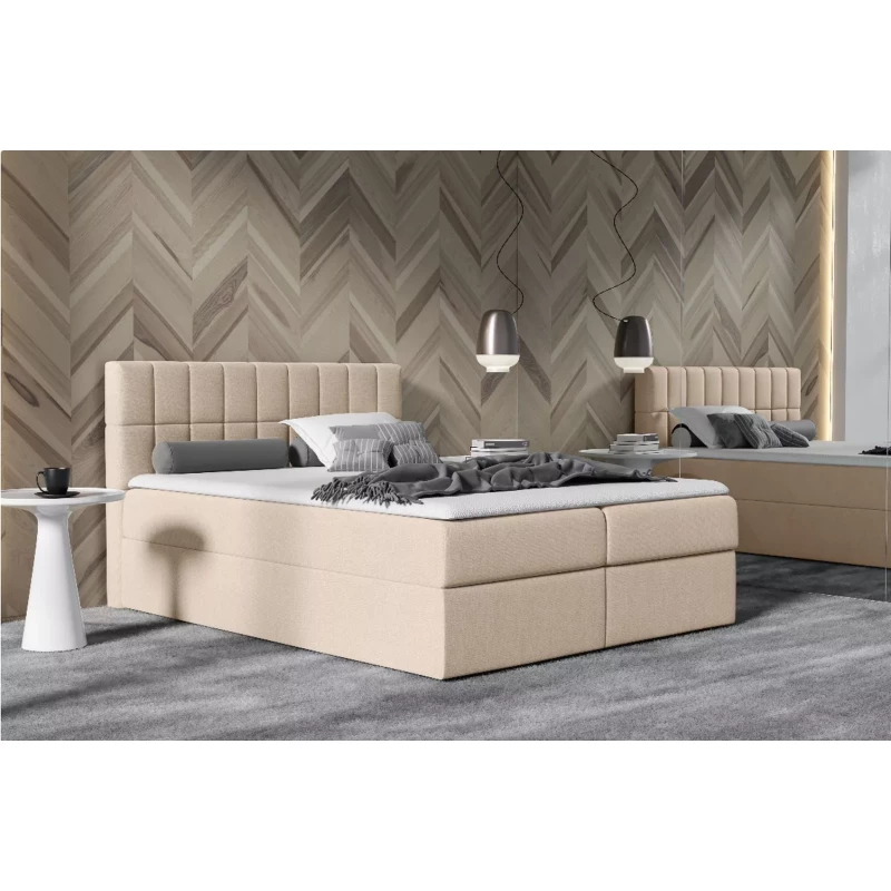 Einzelbett mit Polsterung 120x220 cm KATE - Beige + GRATIS Matratzenauflage