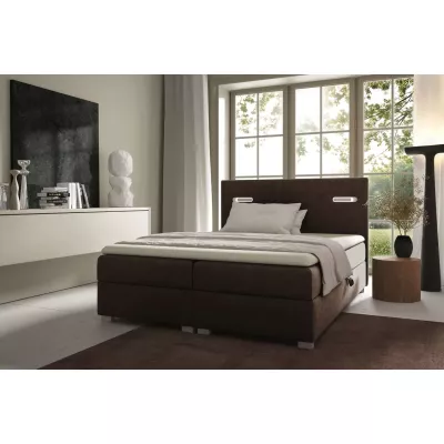 Polsterbett MIRONA 120x220 mit LED-Beleuchtung – braun + GRATIS Matratzenauflage