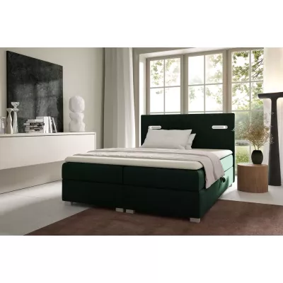Polsterbett MIRONA 120x220 mit LED-Beleuchtung – Flaschengrün + GRATIS Matratzenauflage