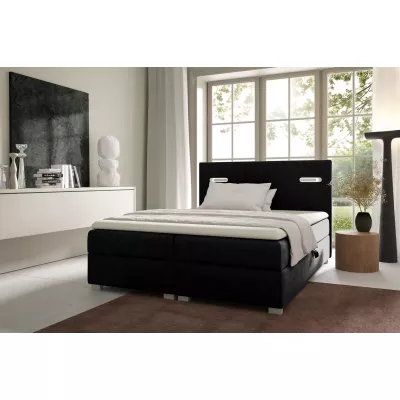 Polsterbett MIRONA 120x220 mit LED-Beleuchtung – schwarz + GRATIS Matratzenauflage
