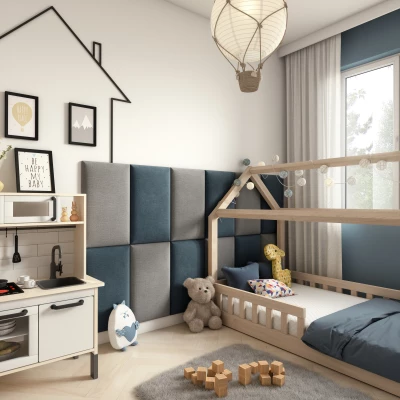 Set gepolsterter Paneele 180x100 VALERIO - Hellblau / Hellgrau